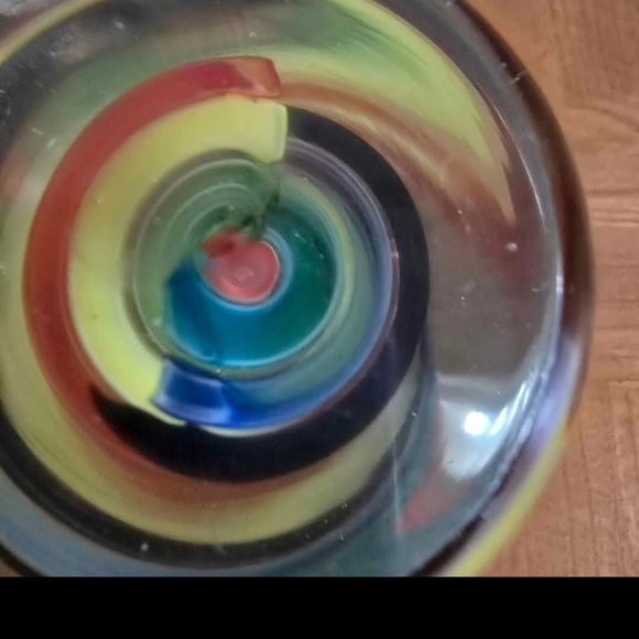 Rainbow Spiral Art Glass Paperweight | Teardrop Sculptural Décor - Picture 5 of 5